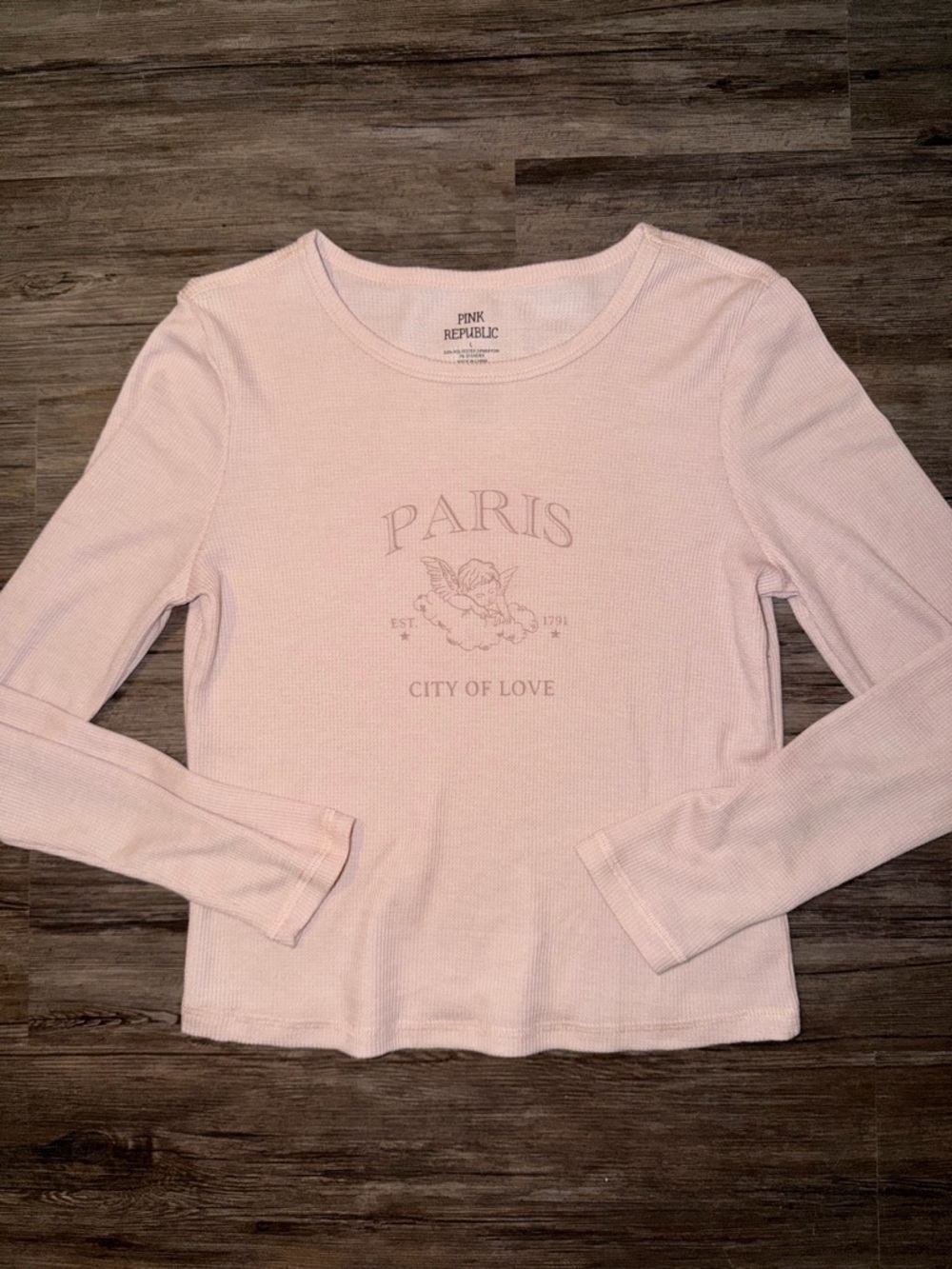 Pink Republic Light Pink 'Paris' Graphic Waffle Knit Top